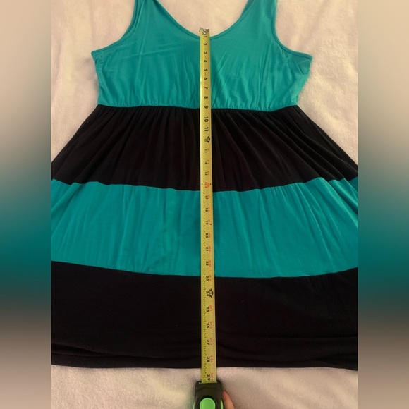 ModCloth Pink Owl Apparel Teal and Navy Striped Color Block Dress 1X - Picture 6 of 9